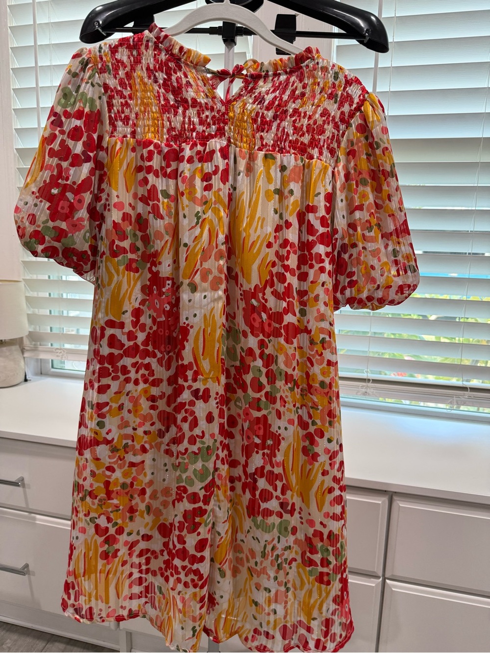 Umgee | Dresses | Umgee Red Yellow Green Floral Smocked Midi Dress